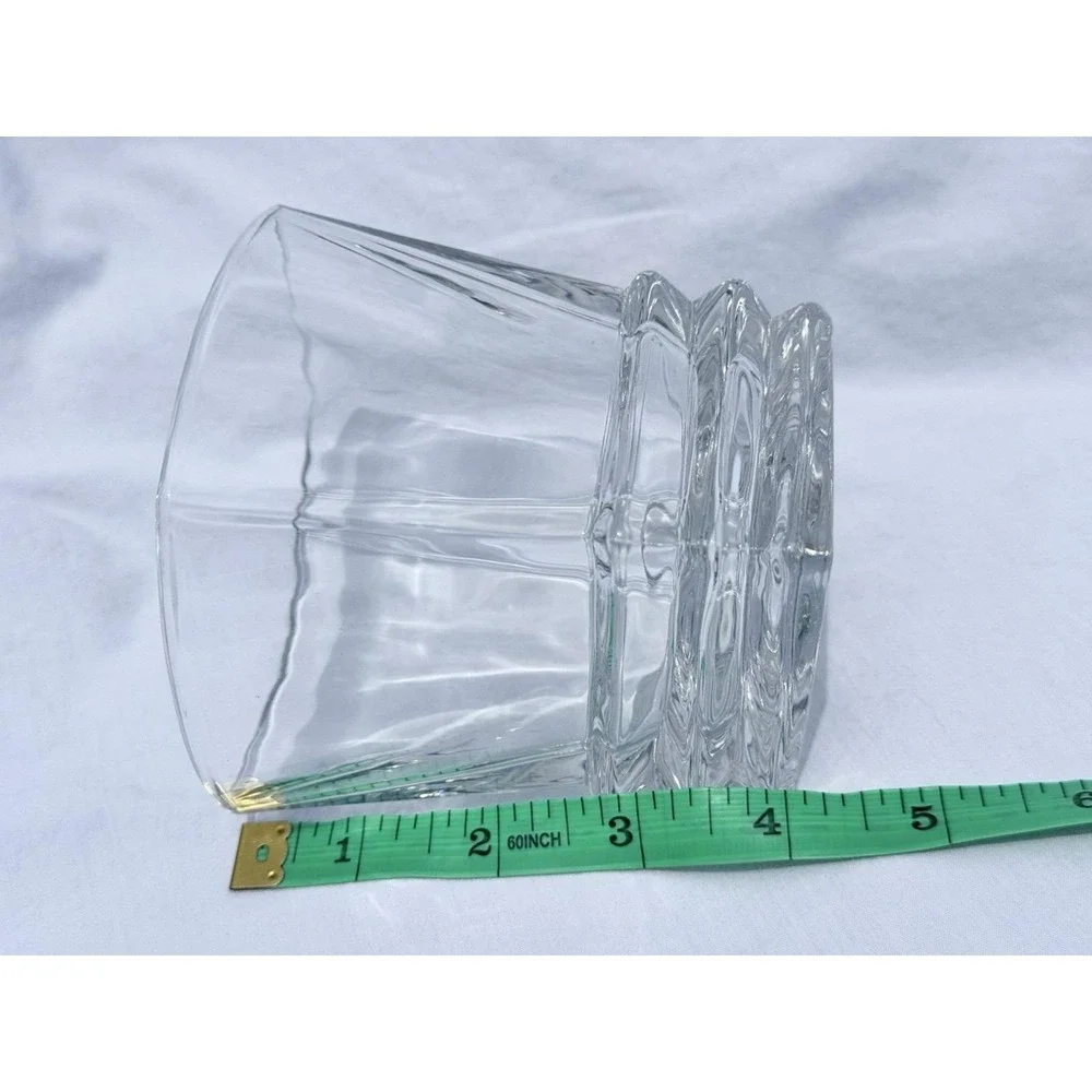 2 Barski Square Double Old Fashioned Lowball Crystal Glasses Geometric European
